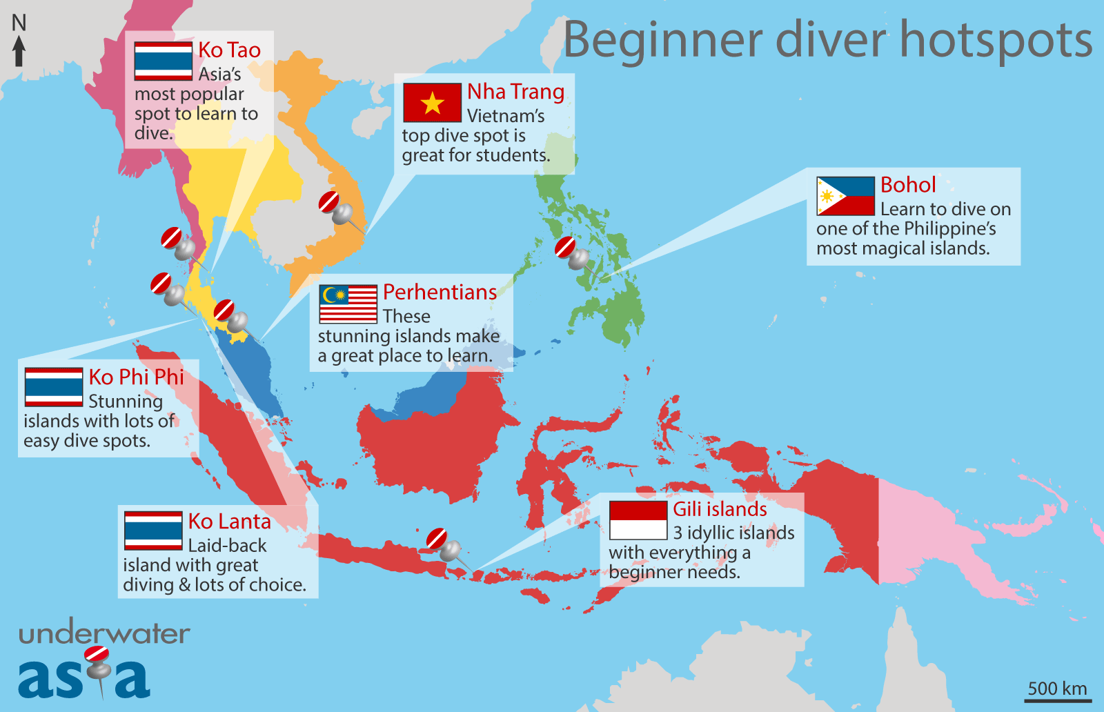 Diving points locations